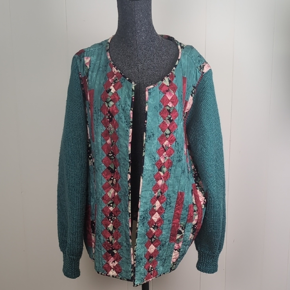 Vintage Green Quilt Cardigan